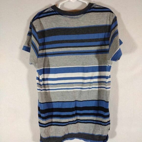 Boys Size Small Distortion T-shirt, Gently Used, Striped Blue Grey White - Picture 2 of 8